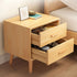 Modern Minimalist Rectangle Solid Wood Top Board Nightstand 2-Drawer For Bedroom