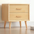 Modern Minimalist Rectangle Solid Wood Top Board Nightstand 2-Drawer For Bedroom