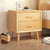 Modern Minimalist Rectangle Solid Wood Top Board Nightstand 2-Drawer For Bedroom