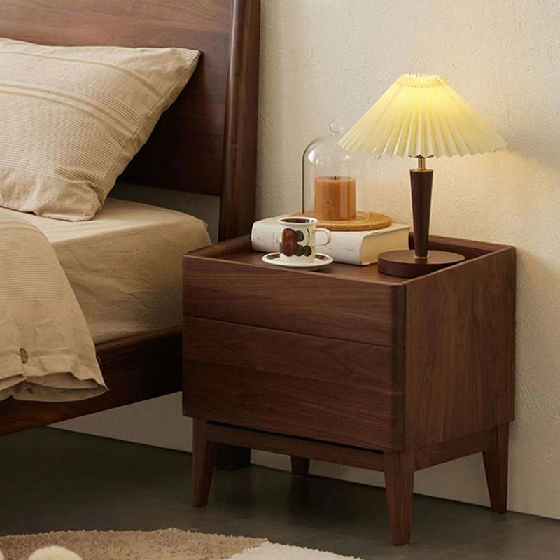 Traditional Vintage Rectangular Solid Wood Nightstand 1-Drawer For Bedroom