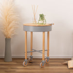 Modern Minimalist Removable Round Wood Iron End Table 1-Storage For Living Room