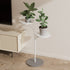 Contemporary Creative Round PP Top Rock Slab Iron End Table 2-Tier For Living Room