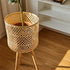 Contemporary Boho Round Bamboo Rattan Weaving End Table 1-Storage For Living Room