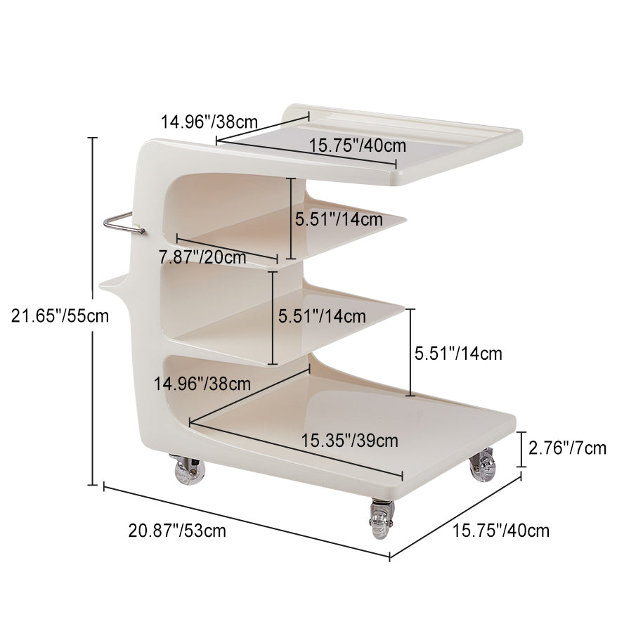 Contemporary Nordic Rectangular PC Plastic End Table 4-Tier Movable For Living Room