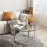 Contemporary Scandinavian Round Glass Stainless Steel Coffee Table 1-Tier For Living Room