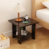 Modern Minimalist Rectangular Solid Wood Faux Panel Side Table 2-Tier For Living Room