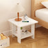 Modern Minimalist Rectangular Solid Wood Faux Panel Side Table 2-Tier For Living Room
