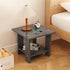 Modern Minimalist Rectangular Solid Wood Faux Panel Side Table 2-Tier For Living Room