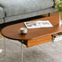 Traditional Japanese Oval Solid Wood Stainless Steel Coffee Table 1-Drawer For Living Room