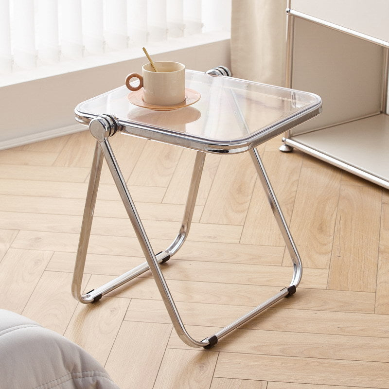 Modern Minimalist Rectangular Acrylic Plated Metal Side Table 1-Tier For Living Room