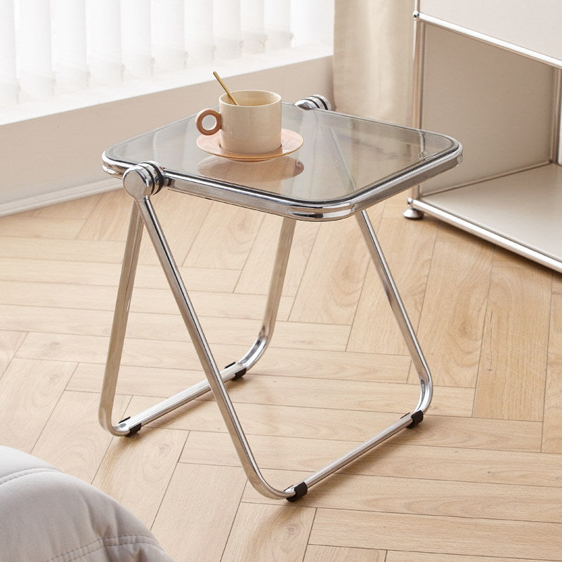 Modern Minimalist Rectangular Acrylic Plated Metal Side Table 1-Tier For Living Room