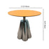 Modern Minimalist Round Cylinder Leather Stainless Steel Side Table 1-Tier For Living Room