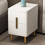 Modern Minimalist Rectangular Square Marble Solid Wood Nightstand 2-Drawer For Bedroom