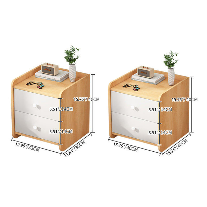 Contemporary Scandinavian Square Rectangular Density Board Nightstand 2/3 Drawer For Bedroom