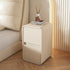 Contemporary Scandinavian Rectangular Leather Wood Nightstand 2-Drawer For Bedroom