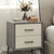 Modern Minimalist Square Rectangular Solid Wood Iron Nightstand 2-Drawer For Bedroom