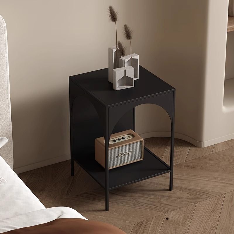 Contemporary Creative Square Rectangular Iron Nightstand 1-Tier For Bedroom