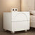 Modern Minimalist Square Half Round Leather Solid Wood Stainless Steel Nightstand 2-Drawer For Bedroom