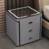 Modern Minimalist Square Rectangular Marble Glass Leather Solid Wood Nightstand 3-Drawer For Bedroom
