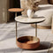 Contemporary Creative Round Cylinder Leather Marble Metal Side Table 2-Tier For Living Room