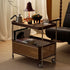 Traditional Vintage Rectangular Solid Wood Rattan Stainless Steel Side Table 2/3 Tier For Living Room