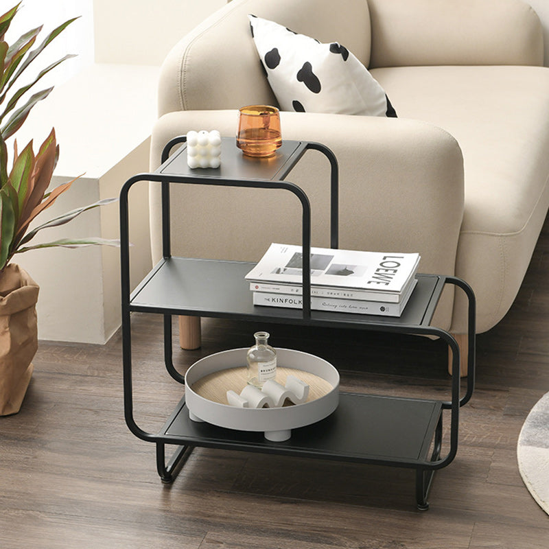 Contemporary Scandinavian Rectangular Iron Side Table 3-Tier For Living Room