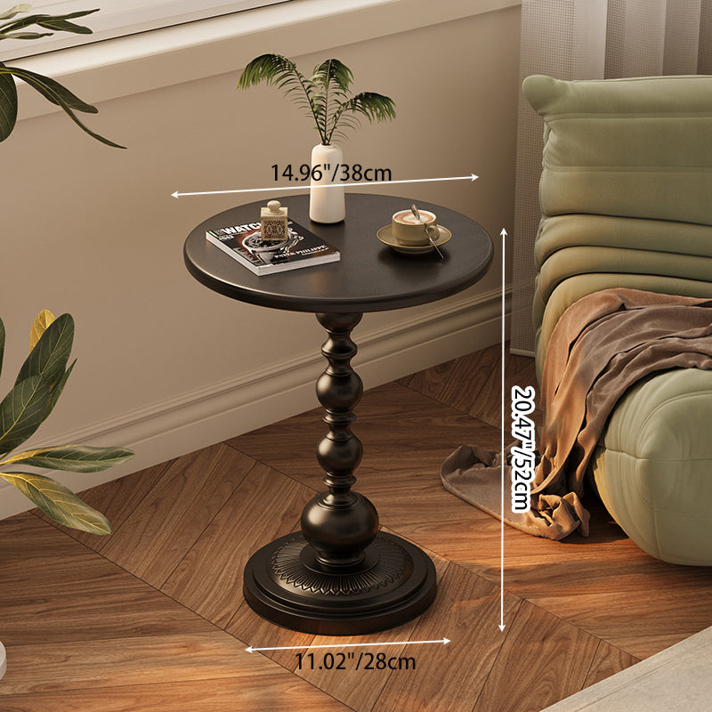 Traditional Vintage Round Orb Cylinder Density Board Iron Side Table 1-Tier For Living Room