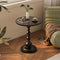 Traditional Vintage Round Orb Cylinder Density Board Iron Side Table 1-Tier For Living Room