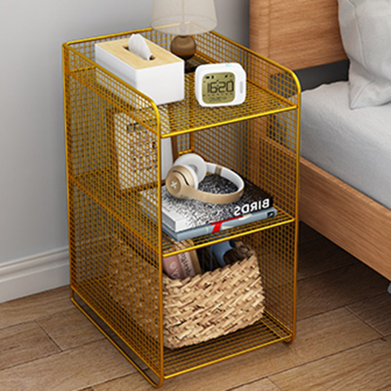 Modern Minimalist Rectangular Lattice Mesh Iron Side Table 3-Tier For Living Room