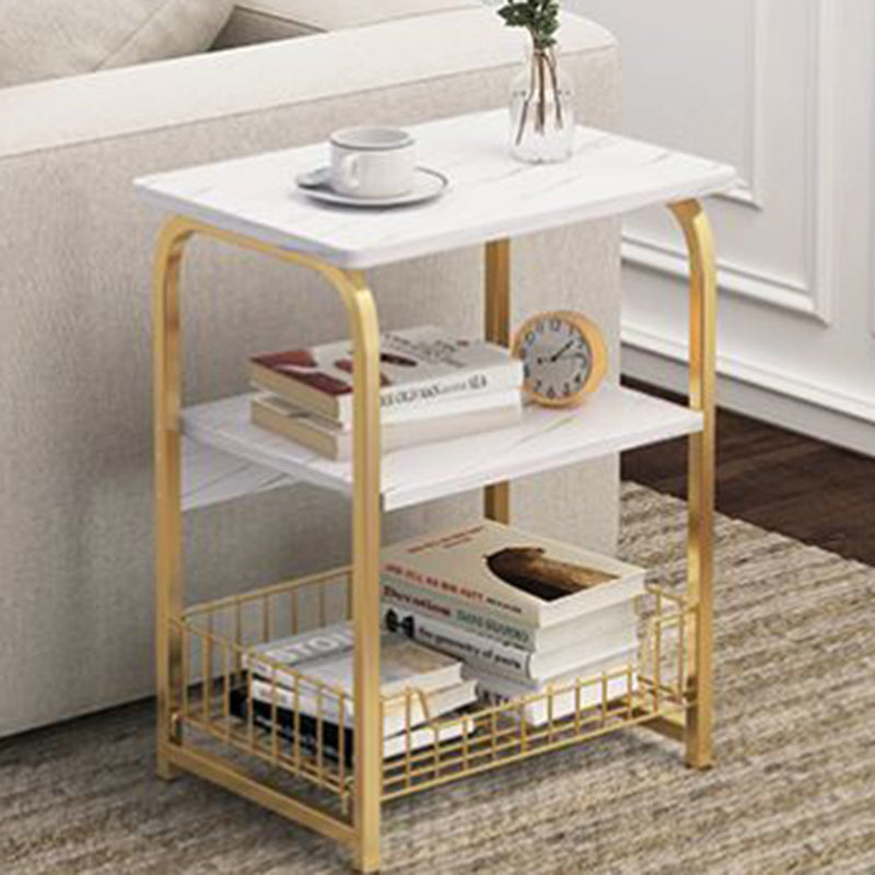 Contemporary Creative Rectangular Grid Density Board Steel Side Table 2/3 Tier For Living Room