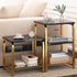 Contemporary Creative Rectangular Grid Density Board Steel Side Table 2/3 Tier For Living Room