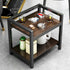 Modern Minimalist Square Rectangular Density Board Carbon Steel Side Table 2-Tier For Living Room