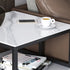 Modern Minimalist Square Rectangular Rock Slab Solid Wood Metal Side Table 2-Tier For Living Room