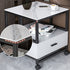 Modern Minimalist Square Rectangular Rock Slab Solid Wood Metal Side Table 2-Tier For Living Room