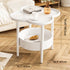 Modern Minimalist Clover Round Cylinder Density Board Metal Side Table 2-Tier For Living Room