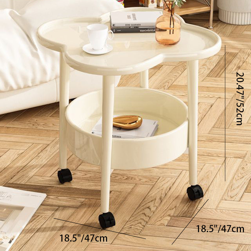 Modern Minimalist Clover Round Cylinder Density Board Metal Side Table 2-Tier For Living Room