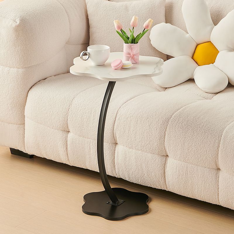 Modern Minimalist Petal Curved Density Board Metal Side Table 1-Tier For Living Room