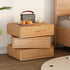 Contemporary Retro Square Solid Wood Rotatable Nightstand 3-Drawer Multifunctional Storage Cabinet For Bedroom