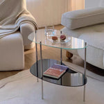 Modern Simplicity Curved Acrylic Top Metal Coffee Table 2-Tier For Living Room