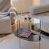 Modern Simplicity Curved Acrylic Top Metal Coffee Table 2-Tier For Living Room