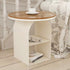 Contemporary Nordic Round Glass Top Iron Pedestal Base End Table 2-Tier Storage Shelves For Living Room