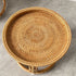 Contemporary Boho Round Rattan Weaving Wood Base Coffee Table For Living Room