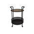 Contemporary Simplicity Round Glass Top Iron Storage Basket End Table Casters 2-Tier For Living Room