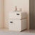 Contemporary Scandinavian Cream Rectangular Wood Density Panel Nightstand 2-Drawer For Bedroom