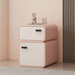 Contemporary Scandinavian Cream Rectangular Wood Density Panel Nightstand 2-Drawer For Bedroom