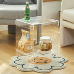 Modern Minimalist Square Rectangular Acrylic End Table 2-Tier For Living Room