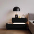 Modern Minimalist Cream Strip Light Double Rectangular Wood Rock Slab Nightstand 2-Drawer For Bedroom