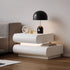 Modern Minimalist Cream Strip Light Double Rectangular Wood Rock Slab Nightstand 2-Drawer For Bedroom