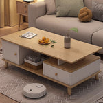 Modern Minimalist Rectangular Wood Density Plate Coffee Table For Living Room