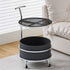 Modern Minimalist Cream Removable Round Glass Stainless Steel End Table 2-Tier For Living Room